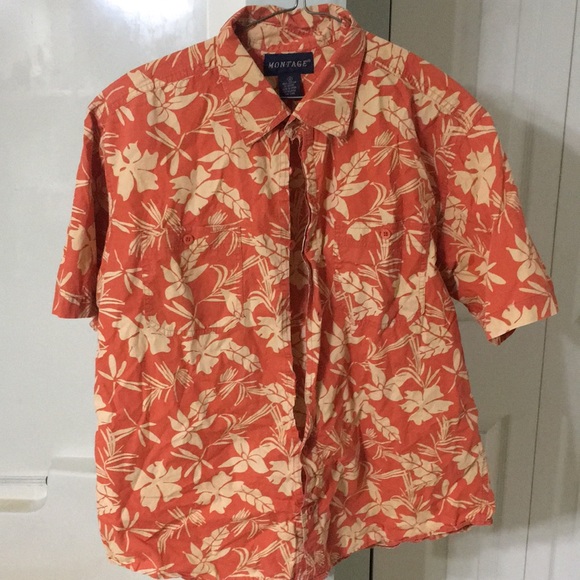 VINTAGE orange men’s Hawaiian shirt - Picture 1 of 6